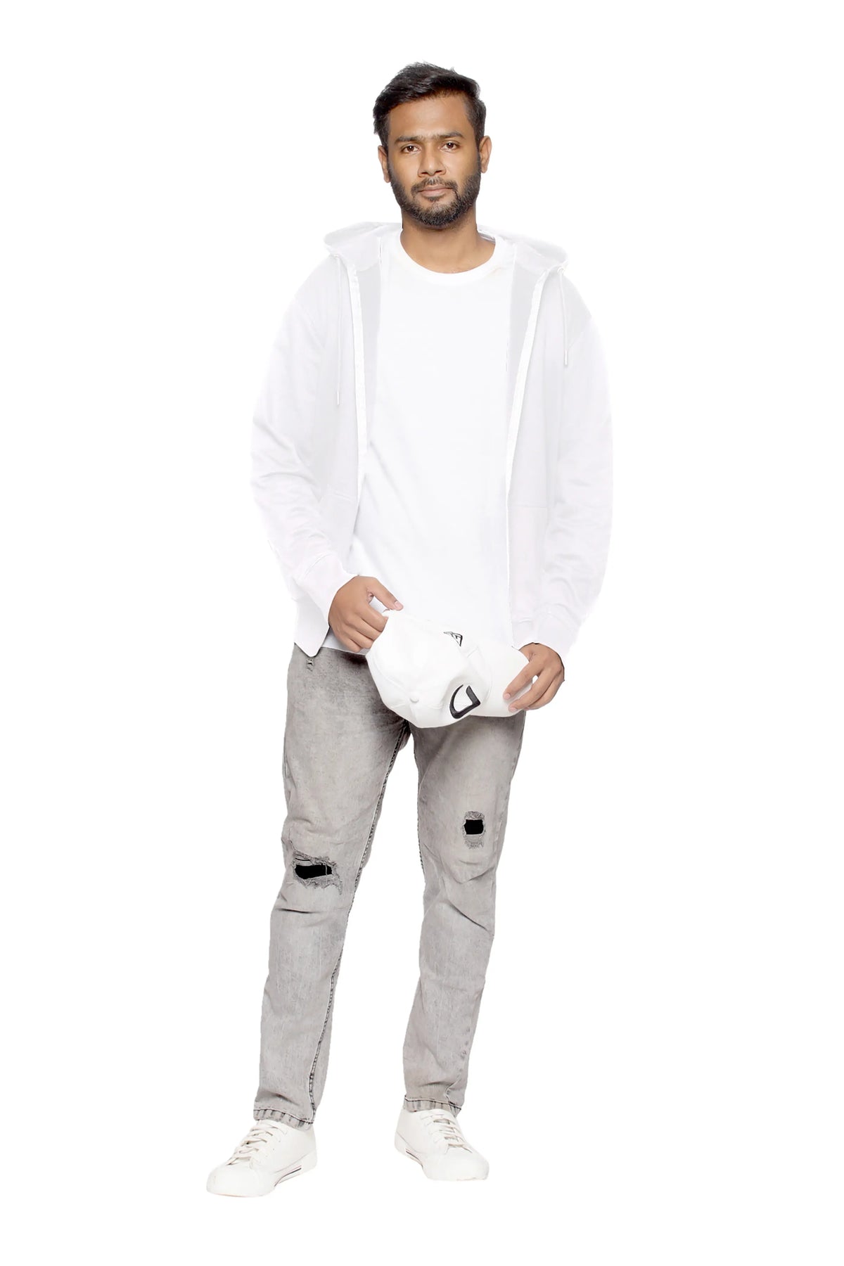 White Zipper Hoodies