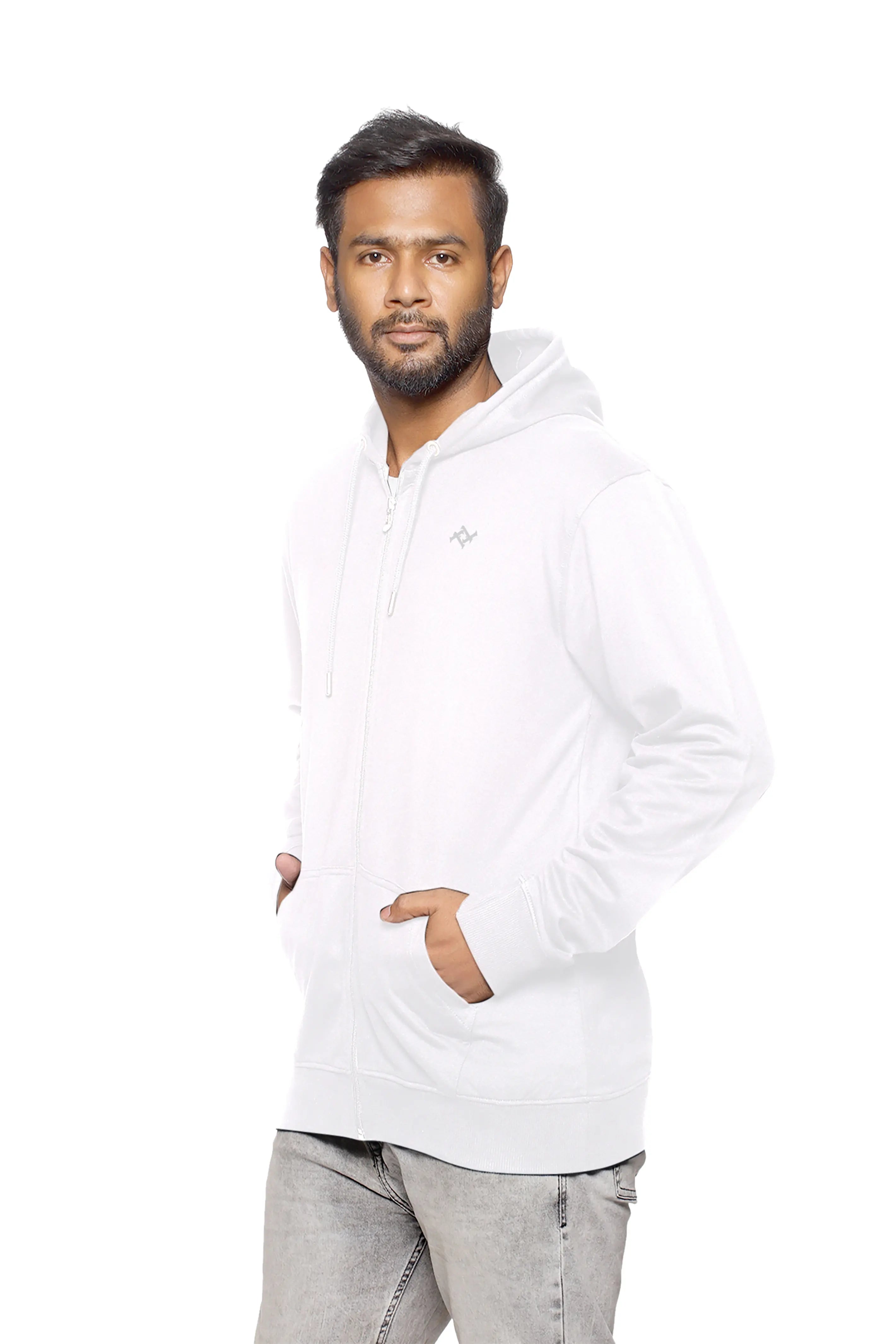 White Zipper Hoodies